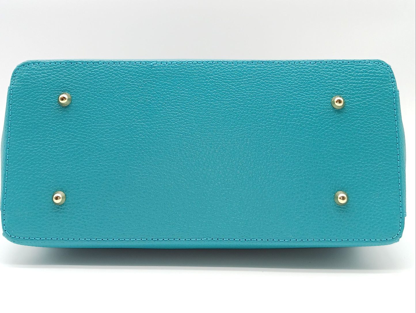 Lock & Key Genuine Pebble Leather Satchel Handbag - Turquoise – Made In Italy