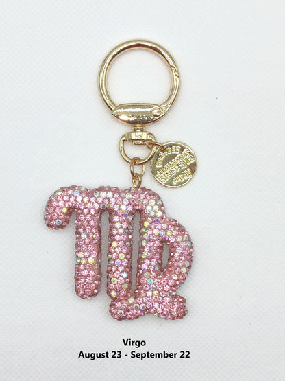 Bling Zodiac Rhinestone Keychain Bag Charm