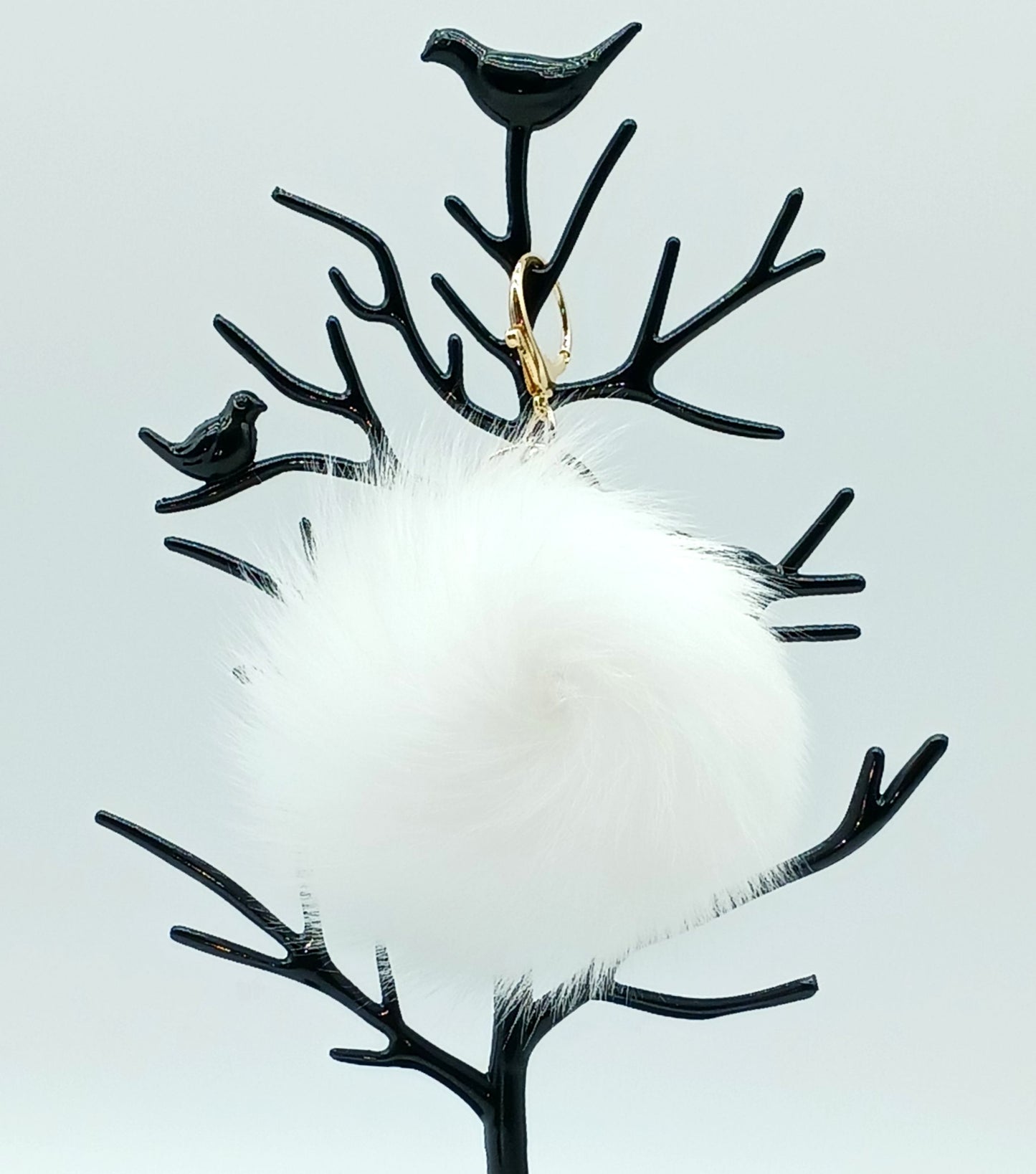 Genuine Fox Fur Round Pom Keychain Bag Charm
