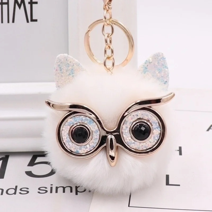 Plush Alloy Owl Keychain Bag Charm – Bright Colors