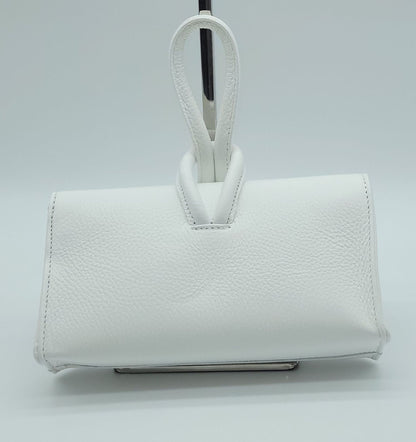 Genuine Pebble Leather Crossbody Handbag - White – Made In Italy