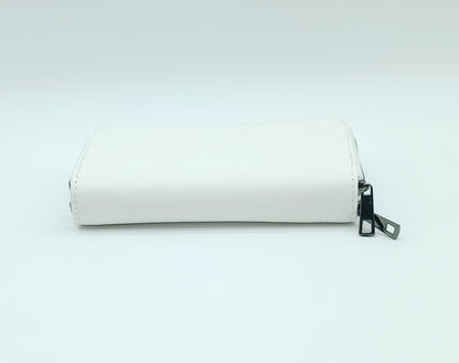 Genuine Pebble Leather Double Zip Wallet – Made In Italy - White