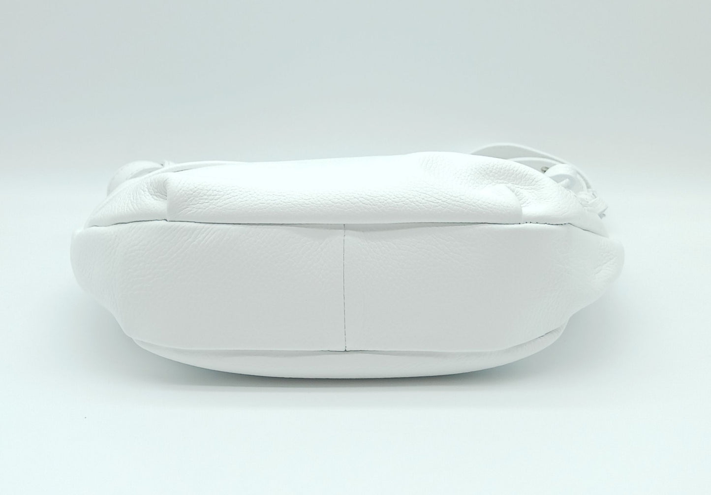 Genuine Pebble Leather Shoulder Handbag – Made In Italy - White