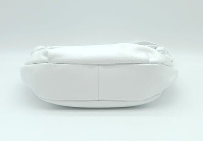 Genuine Pebble Leather Shoulder Handbag – Made In Italy - White