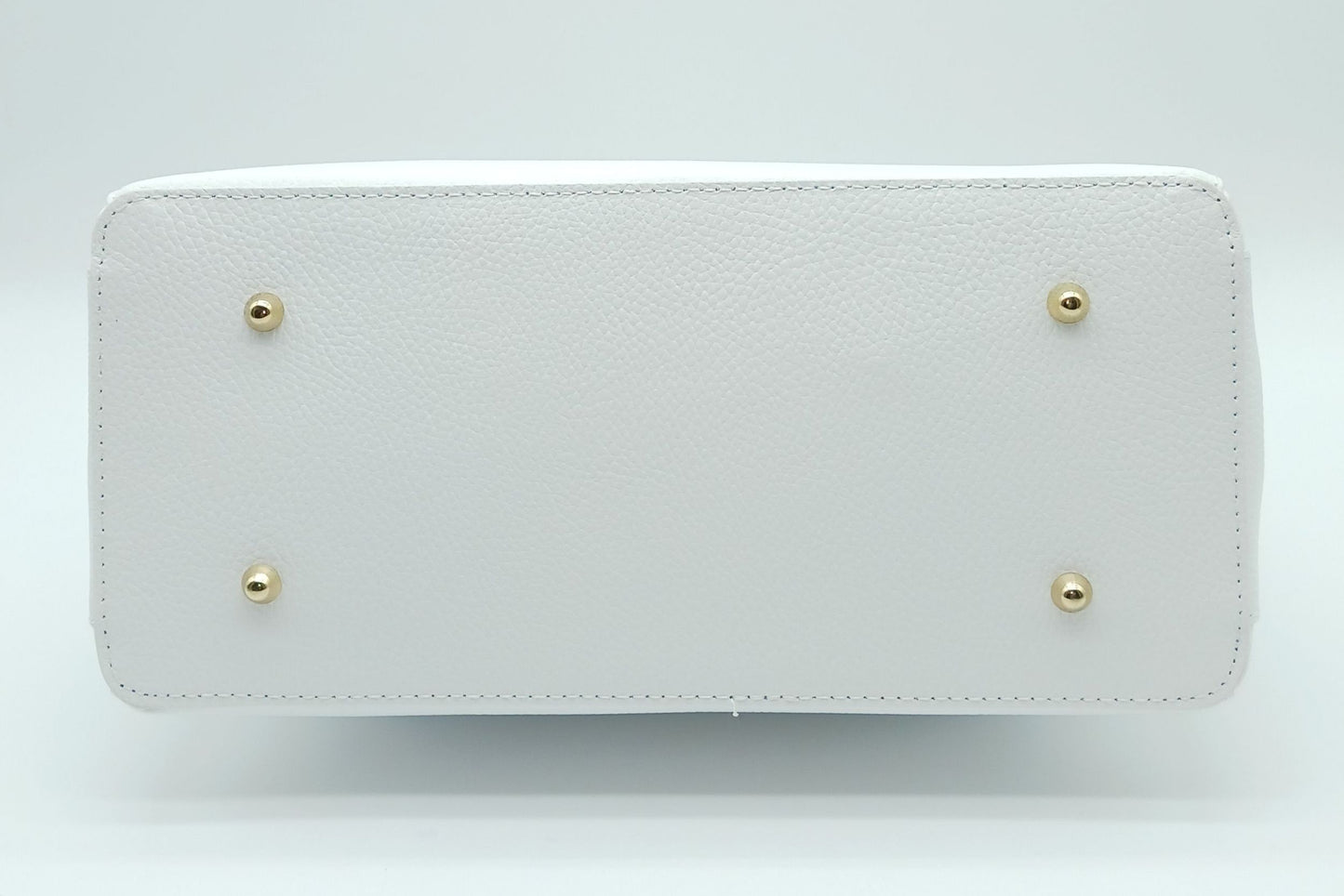 Lock & Key Genuine Pebble Leather Handbag Satchel - White – Made In Italy