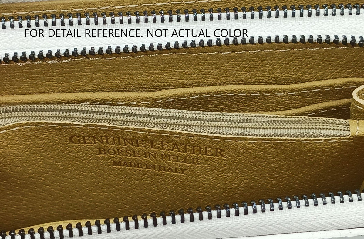 Genuine Pebble Leather Double Zip Wallet – Made In Italy - Cognac Brown