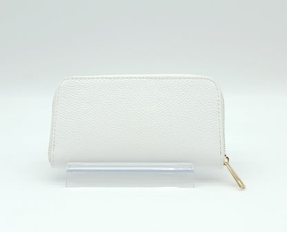 Genuine Pebble Leather Zip Wallet – Made In Italy - White