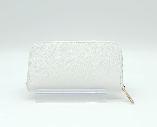 Genuine Pebble Leather Zip Wallet – Made In Italy - White