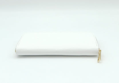 Genuine Pebble Leather Zip Wallet – Made In Italy - White