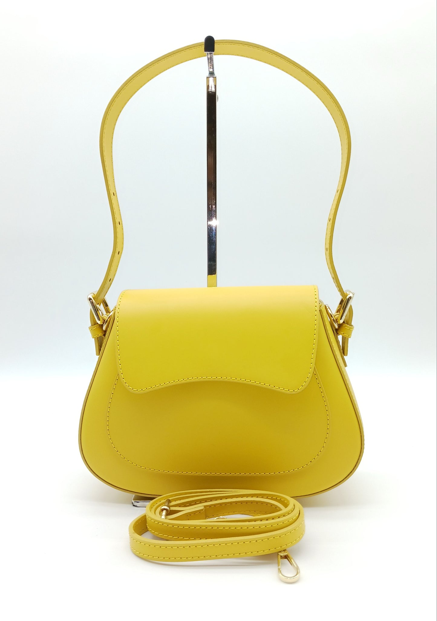Yellow Genuine Leather Shoulder Crossbody Handbag – Made In Italy