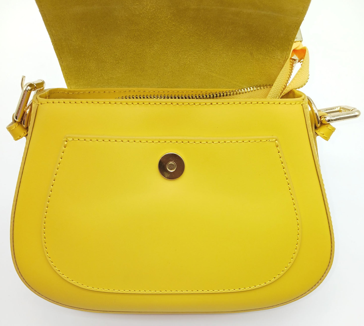 Yellow Genuine Leather Shoulder Crossbody Handbag – Made In Italy
