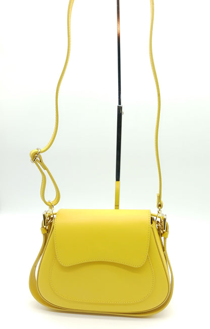 Yellow Genuine Leather Shoulder Crossbody Handbag – Made In Italy