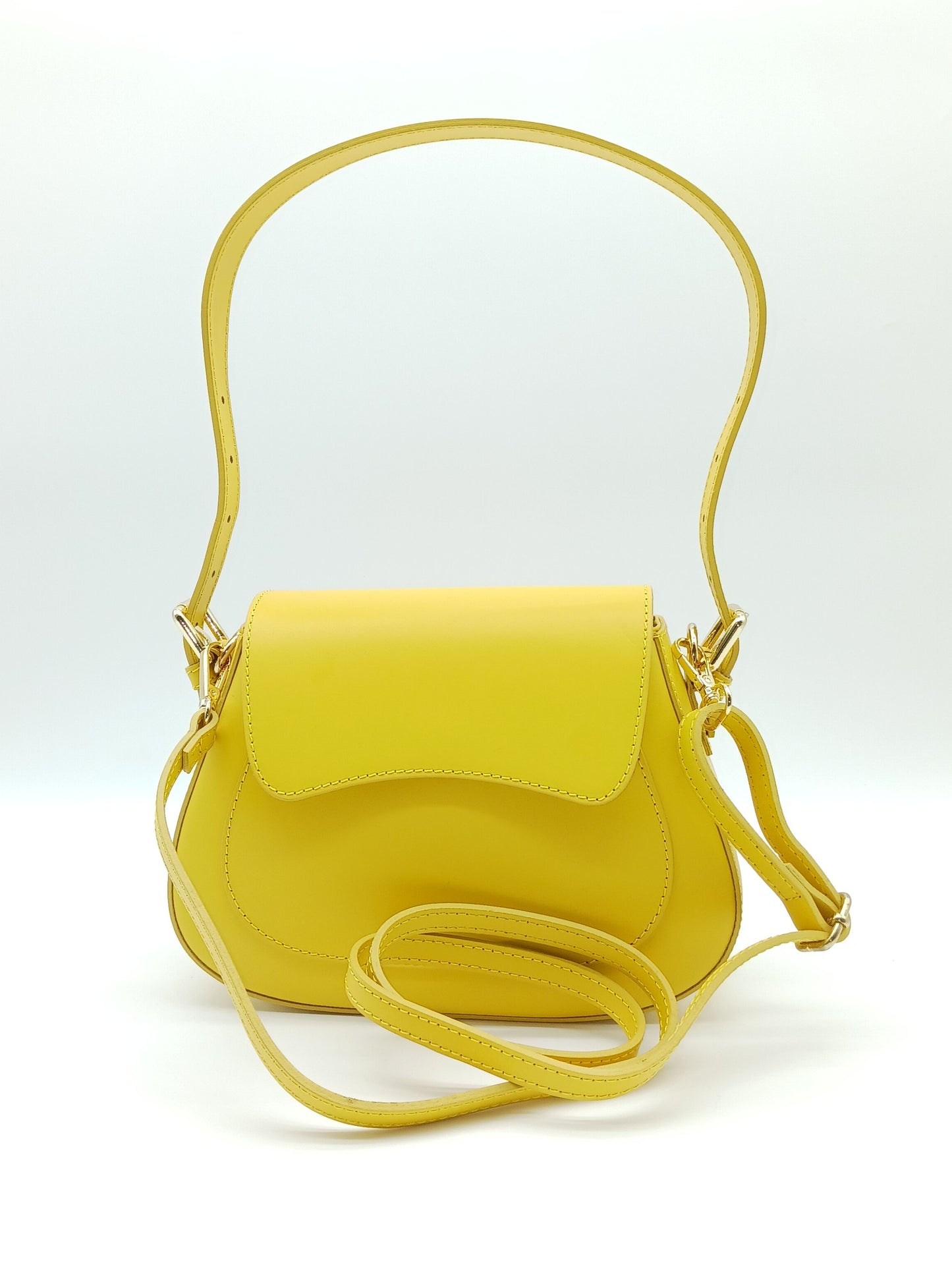 Yellow Genuine Leather Shoulder Crossbody Handbag – Made In Italy