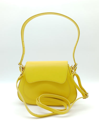 Yellow Genuine Leather Shoulder Crossbody Handbag – Made In Italy