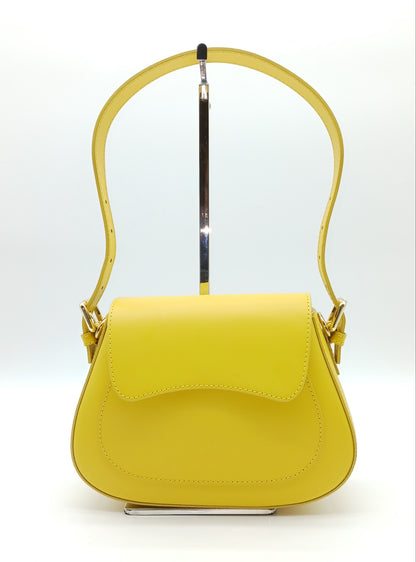 Yellow Genuine Leather Shoulder Crossbody Handbag – Made In Italy