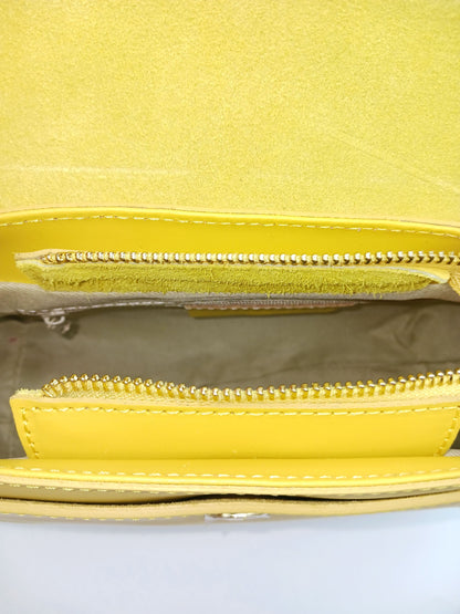 Yellow Genuine Leather Shoulder Crossbody Handbag – Made In Italy
