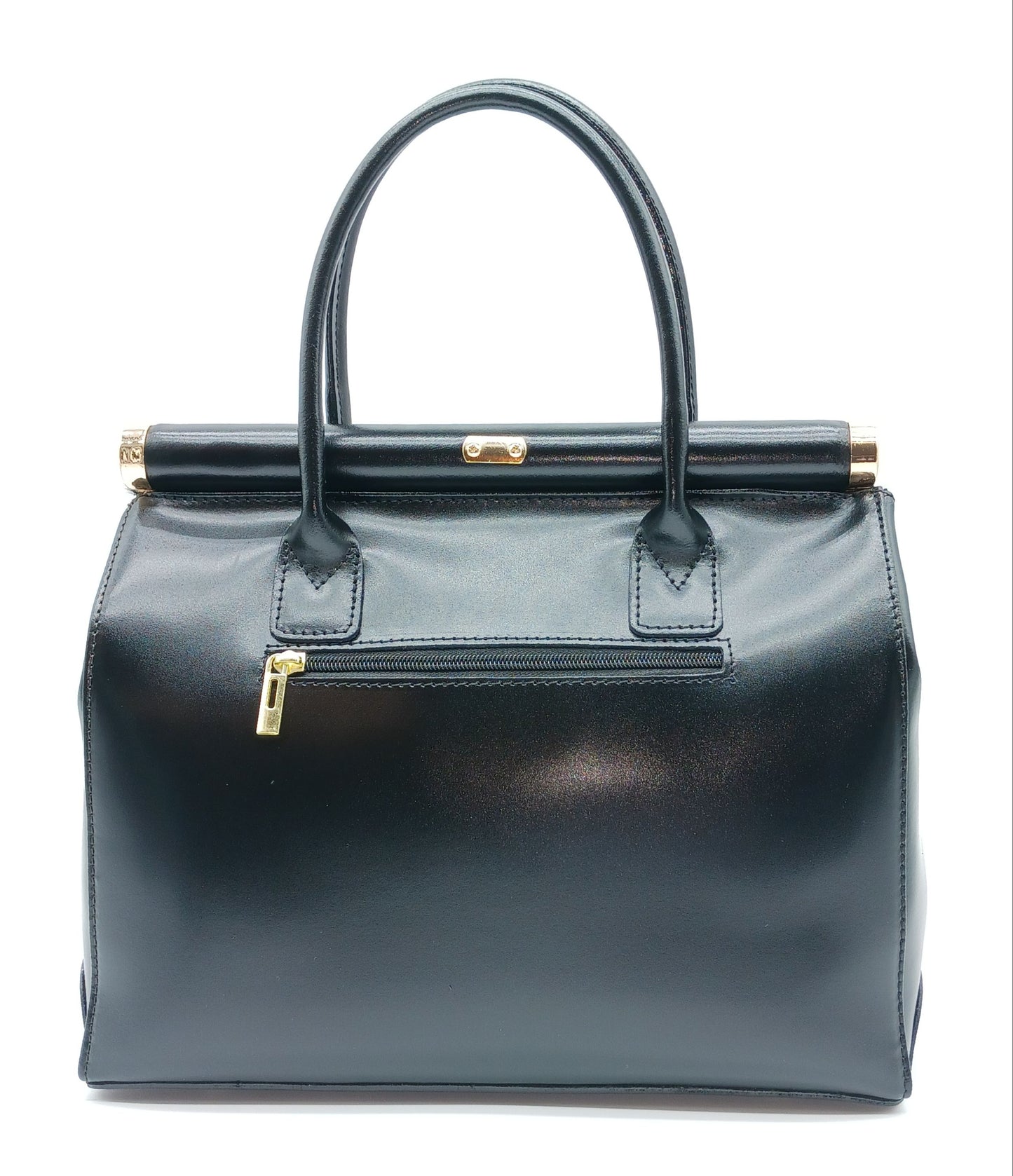 Lock & Key White Zebra Fur Black Genuine Leather Handbag Satchel – Made In Italy