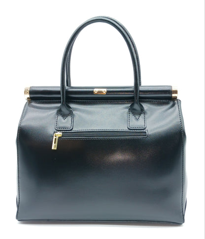 Lock & Key White Zebra Fur Black Genuine Leather Handbag Satchel – Made In Italy