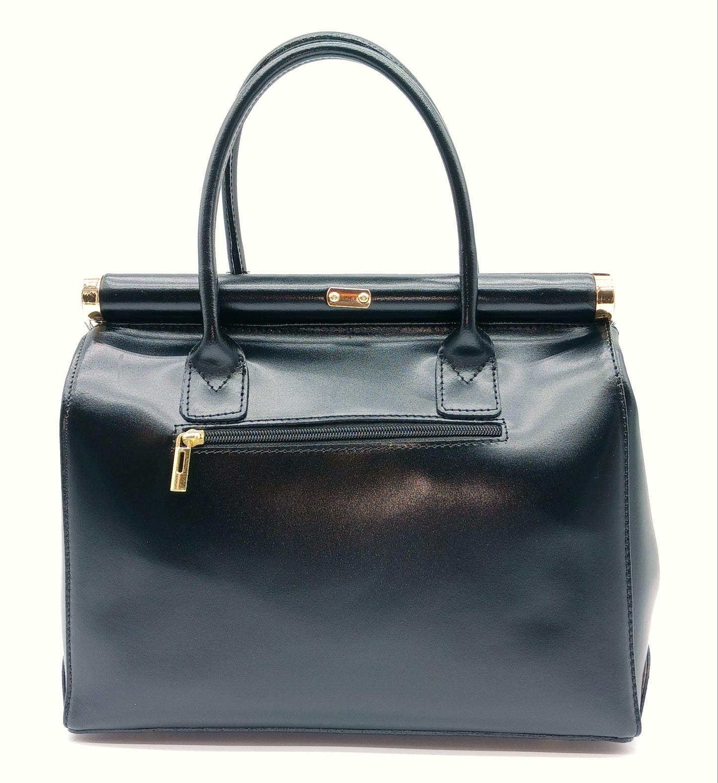 Lock & Key White Zebra Fur Black Genuine Leather Handbag Satchel – Made In Italy