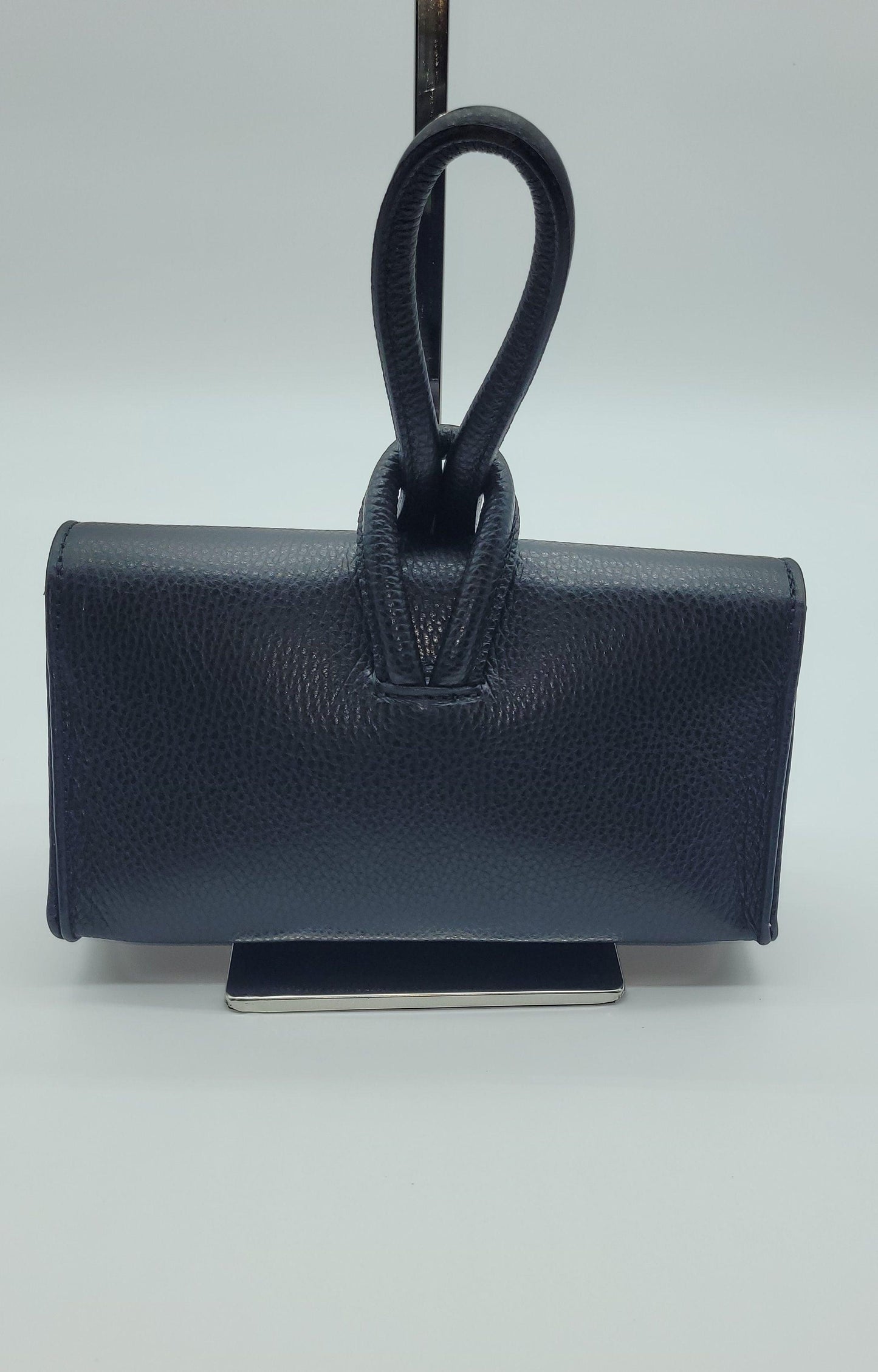 Genuine Pebble Leather Crossbody Handbag - Black – Made In Italy - DumasvilleBoutique