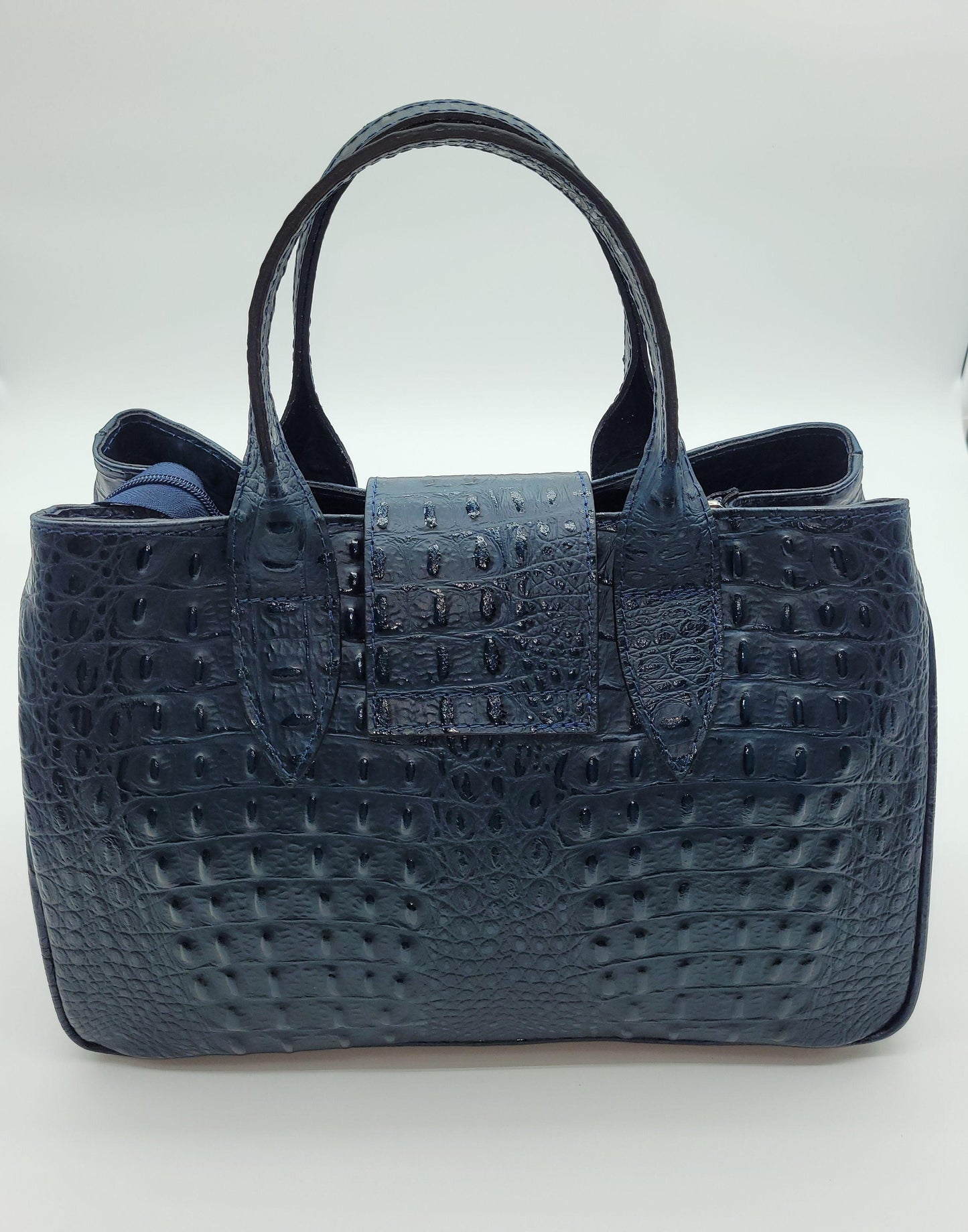 Genuine Leather Women Handbags Blue Crocodile Pattern Lady