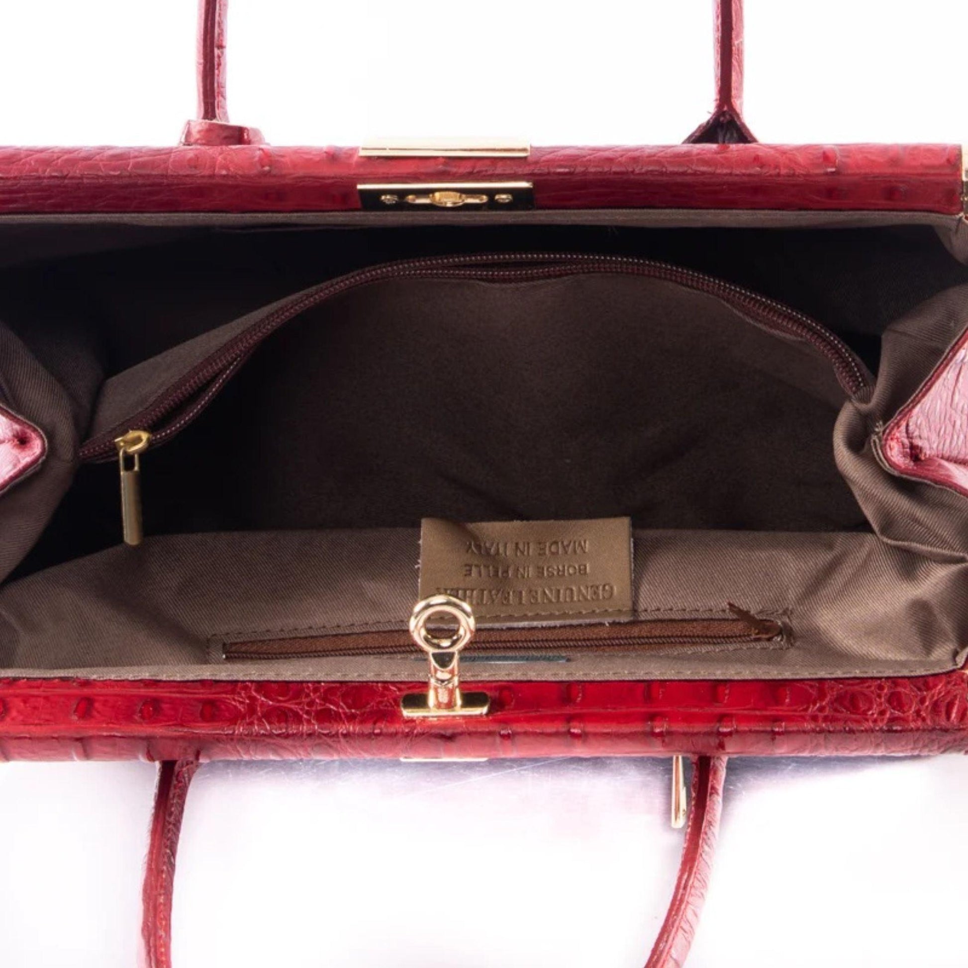 Italian Lock & Key Genuine Croc Embossed Leather Handbag Satchel Orang –  DumasvilleBoutique