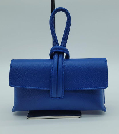 Genuine Pebble Leather Crossbody Handbag - Electric Blue – Made In Italy - DumasvilleBoutique