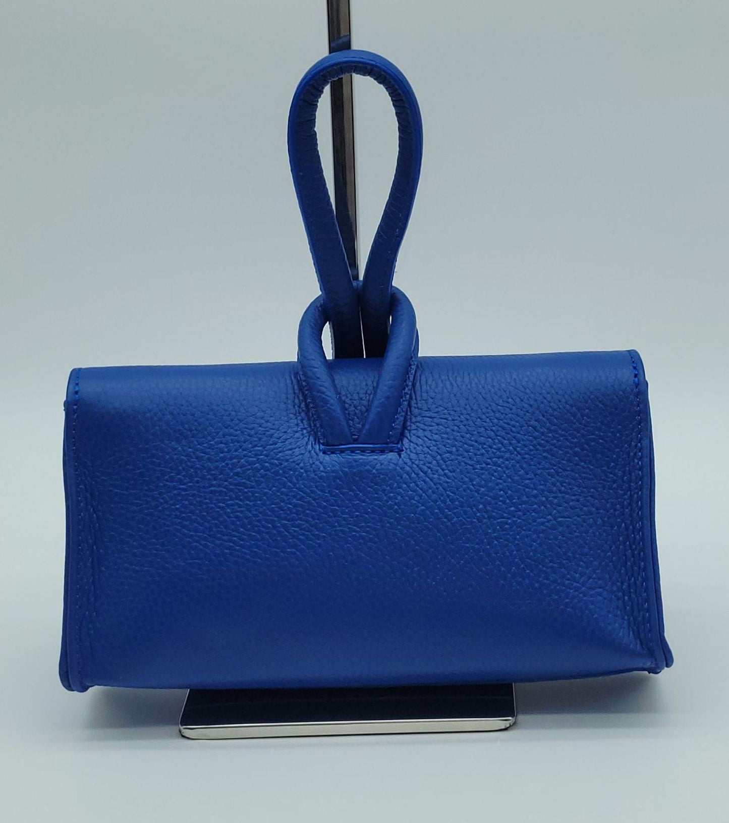 Genuine Pebble Leather Crossbody Handbag - Electric Blue – Made In Italy - DumasvilleBoutique